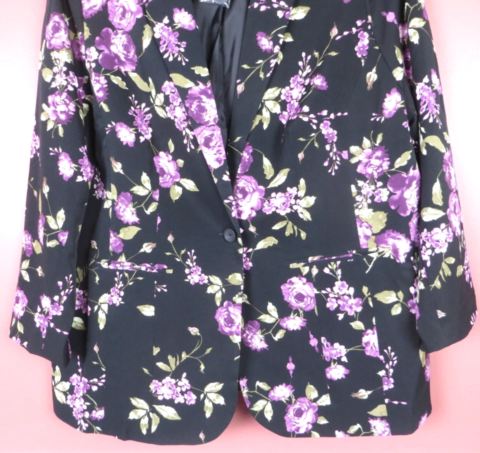 NEW DENIM 24/7 Women's Polyester Blazer Jacket Long Sleeve Floral Pocket 24W - Image 4 of 4