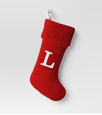    Wondershop Initial Monogram Knit 19" Christmas Stocking Red Letters   L    