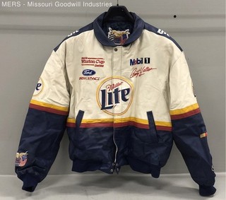 Vintage 90s Jeff Hamilton Rusty Wallace Miller Lite Leather Jacket 4XL