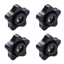 4 PCS 5/16"-18 Star Knobs Black Plastic Female Thru Hole Clamping Handle