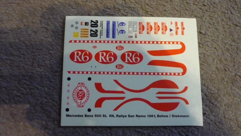 1:43-Decal- Competition43- Mercedes Benz 500 SL R6 - Rallye San Remo 1981