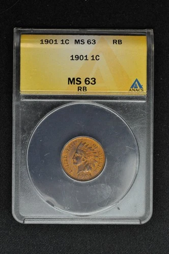 1901 Indian Head Cent - ANACS MS63 RB