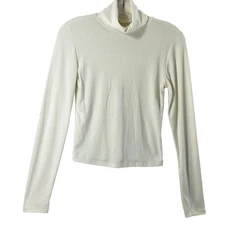 Olive & Oak Womens Small Ivory Turtle Neck Top Long Sleeve Knit Layering