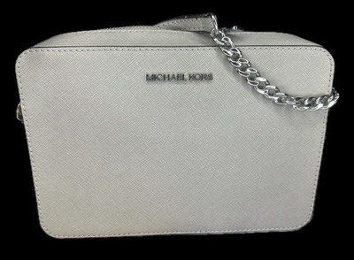 Michael Kors Jet Set Saffiano Leather Crossbody Pearl Grey