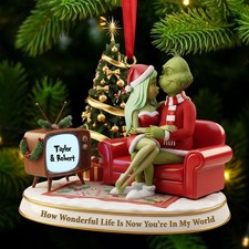 Personalized Naughty Couple 2D Flat Christmas Ornament You're In My World Gift