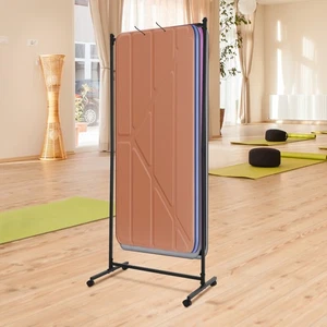 185cm Yoga Mat Holder Hanging,Iron Yoga Mats Storage Rack w/ Double Sided Hooks