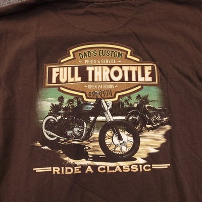 Newport Blue T Shirt Mens 2XL Brown Full Throttle Biker Graphic *Fade