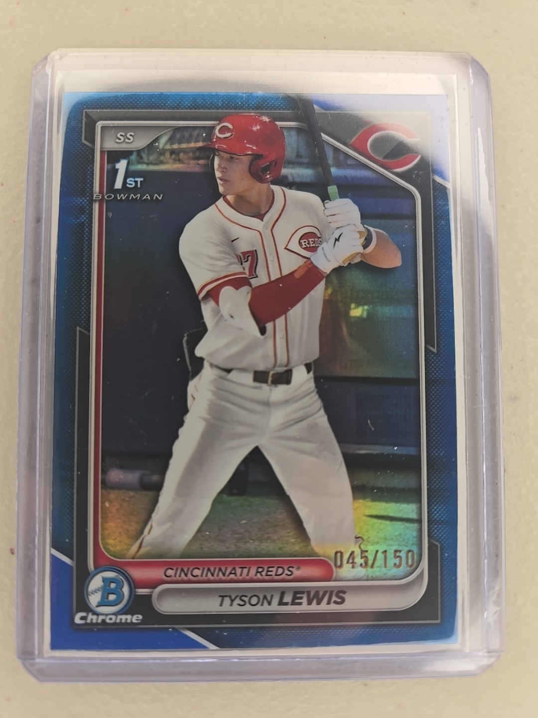 2024 Bowman Draft Chrome Tyson Lewis 1st Blue Refractor /150 BDC-44 Reds BMWT