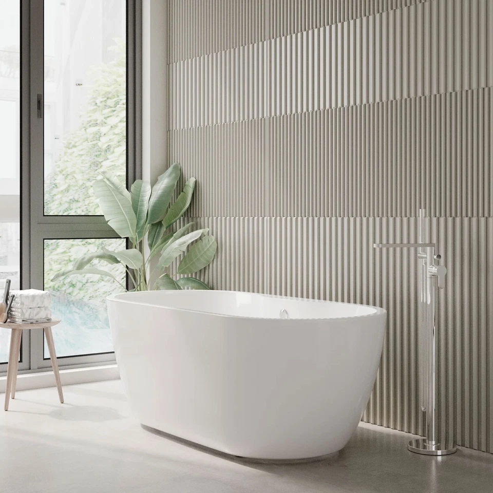 WELOVE Modern 1655mm Freestanding Bath Tub Double Ended Reinforced Acrylic Bathroom