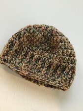 Handmade Autumn Rainbow Boho Hippie Crochet Beanie Hat Baby Girl Boy 0-3 months