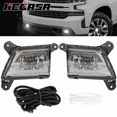 HECASA LED Fog Lights Lamp w/Harness For Chevy Silverado 1500 2019-2022