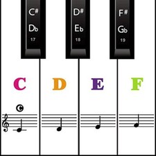Piano Keyboard Stickers for 88/61/ 54/49 Key,Colorful Full Key-MixColor