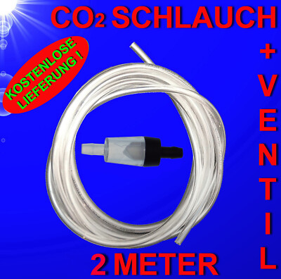 2 M CO2 SCHLAUCH 6/4mm VENTIL ️ Aquarium Zubehör Hochdruck