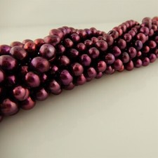 4mm Cranberry, Burgundy Freshwater Cultured round potato Pearls 75 beads