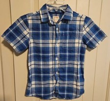 Cat Jack Short Sleeve Button Up Shirt Youth Size Medium Blue