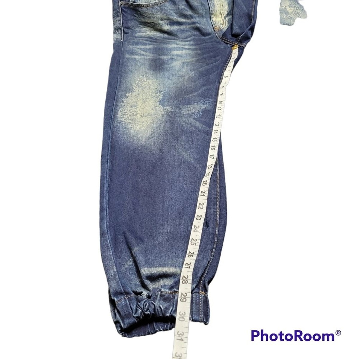 Pantalon Jogger Homme Decibel Clothing - Taille 34, Délavage Acid Wash Tacheté, Bleu, Neuf Avec étiquettes