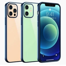 Clear Case for  iPhone 12/12 Pro -Metal Blue , Shockproof , Temdan