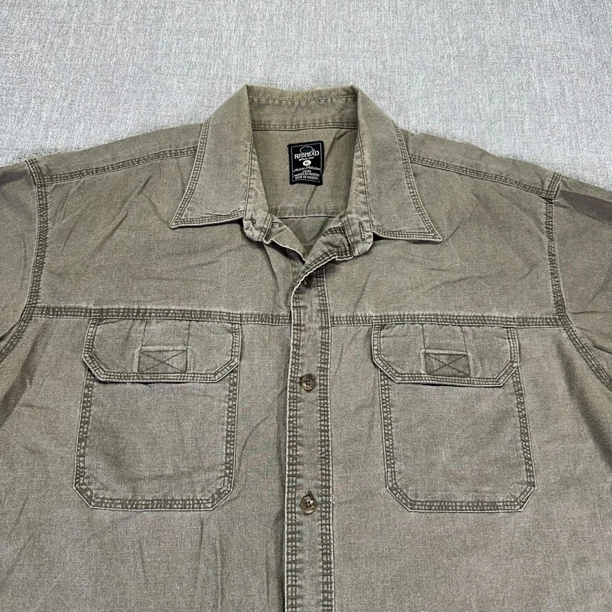 RedHead Button Shirt Mens XL Gray Short Sleeve Utility Canvas - Image 2 of 4