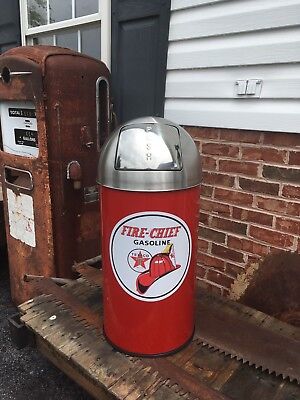 Texaco Fire Chief Trash Can SS Top Very Nice 29 Texaco Fire Chief Trash Can SS Top Very Nice 29