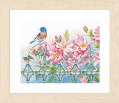 Lanarte Cross Stitch kit 0156946 Wren and Flowers