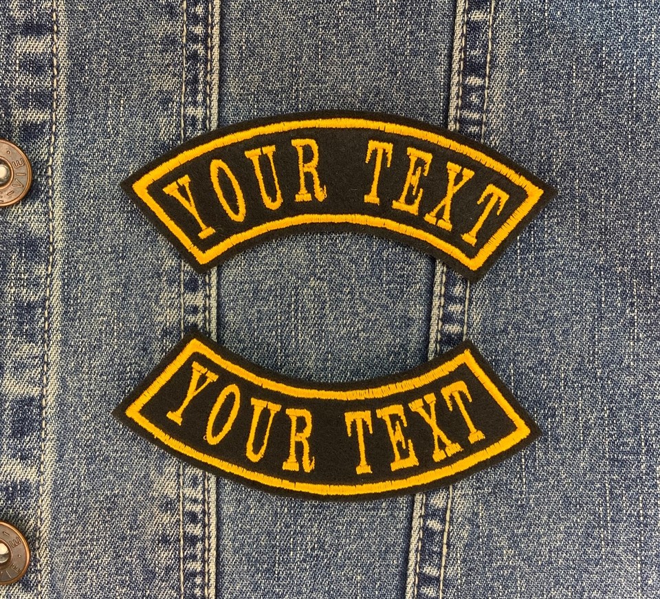 1 LINE ARCHED SHOULDER ROCKER EMBROIDERED NAME PATCH FELT IRON/SEW ON ...
