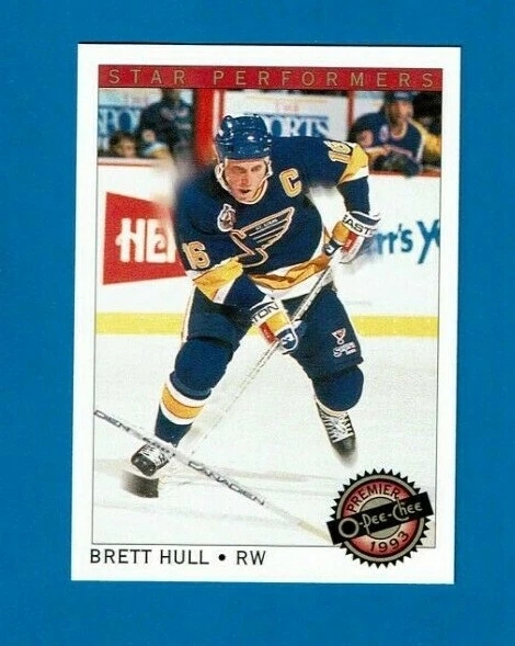 1992-93 O-PEE-CHEE Premier STAR PERFORMERS Insert #21 Brett Hull ST. LOUIS BLUES - Image 2 of 3