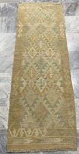 Tappeto runner afgano vintage geometrico azteco multicolore lana kilim sala 62x191 cm