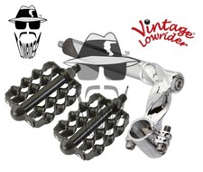 Vintage Lowrider Twisted 22.2 Stem Chrome Double Flat Twisted 1/2 Pedals Black