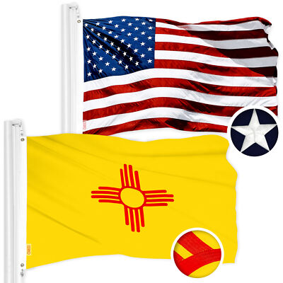 NEW G128 New Mexico Flag and American Flag Set 2.5x4 FT Embroidered Polyester