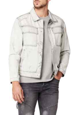 Hudson Jeans Men's Darted Trucker Jacket Light Blue/Grey/White  Size L 10069
