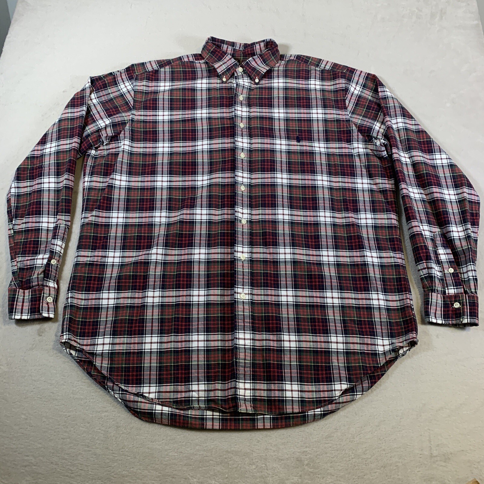 Ralph Lauren Shirt Mens XLT Brown Plaid Long Sleeve Button Down Tall Size Men