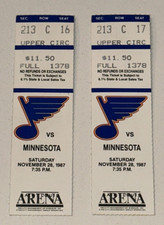 Blues MN North Stars Season NHL Ticket Stub Broten Bellows Ciccarelli 11/28/1987