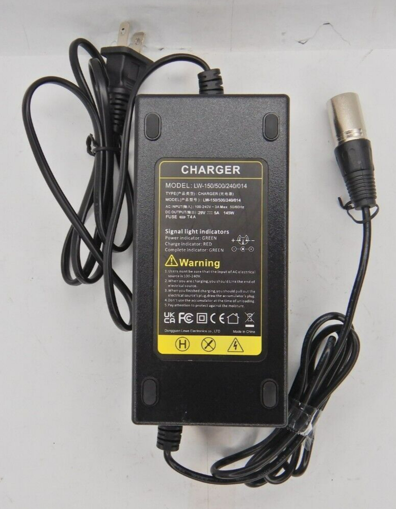 24V 5A Lead Acid Battery Charger 3-Pin Male XLR Connector for