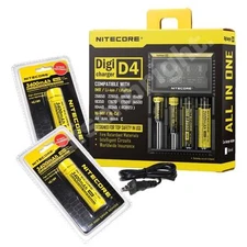 NITECORE charger D4 for IMR/Li-ion/Ni-MH/Ni-Cd/LifePO4 w/2X NL189 batteries