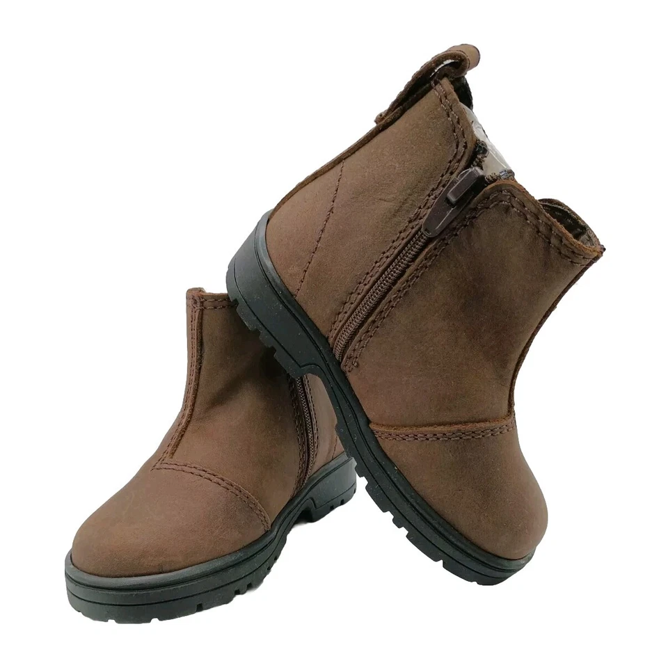  Nuevos Botines Zara Bebé Cuero Marrón Talla 4.5 EU 20 Cierre Cremallera Panel Elástico Foto 2 de 4