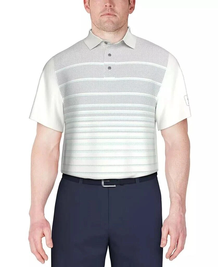 PGA Tour Men's Short Sleeve Performance Polo Shirt | Bright White/Blue | Medium