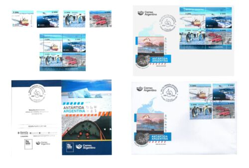 #75409E ARGENTINA 2025 ANTARCTIC STATION,SHIP,PENGUIN,COMBO SET+S/S+2 FDC+BROCHU