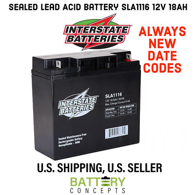 SLA1116 Interstate Batteries 12V 18Ah SLA AGM for Kung Long WP18-12