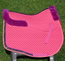 FSS FAUX SHEEPSKIN FUR Crystal Bling SaddleCloth GP Jump Saddle Pad PINK PLUM