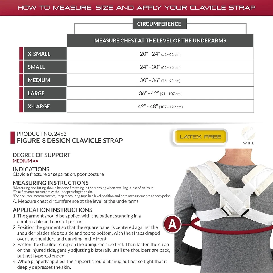 OTC Clavicle Strap, Adjustable Figure-8 Style, Shoulder Support, Medium - Image 4 of 4
