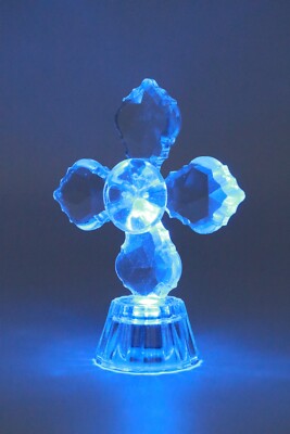 Lighting Crystal Cross Holy Land Glass Gift Beautiful Nazareth Christmas Easter