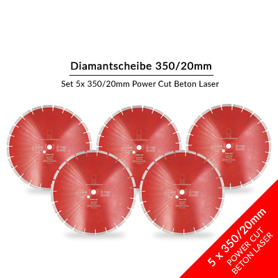 Set 5 Stück Diamantscheibe Power Cut Beton Laser 350/20 mm 