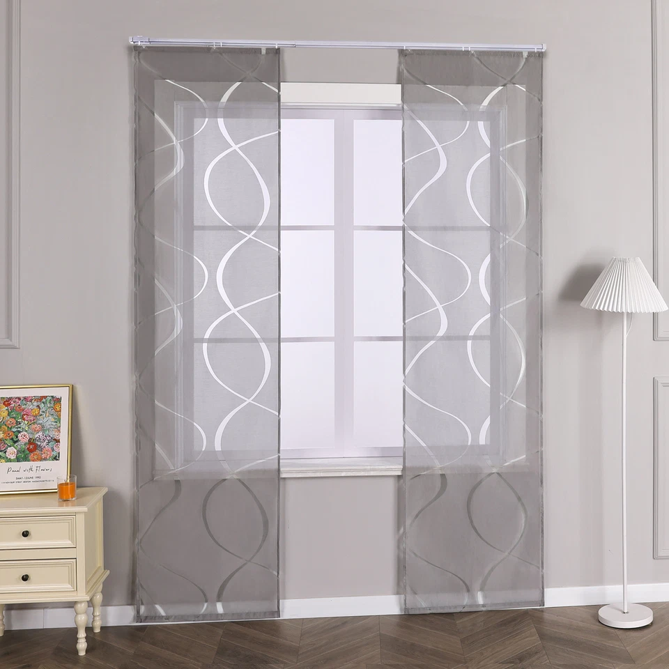 2er Set Flächenvorhang Schiebegardine mit Klettband Schiebevorhänge Transparent - Bild 2 von 4