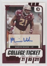 2021 Contenders Draft Picks College Game Ticket Red Marvin Wilson #167 Auto un2