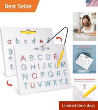 Double Sided Magnetic Letter Board - 2 in 1 Alphabet Magnets Tracing Board fo...
