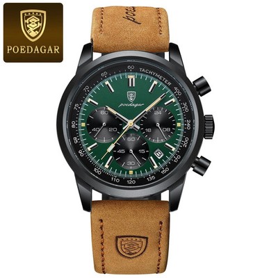 Mens Luxury Leather Watch Waterproof Luminous Date Chronograph Quartz Wristwatch