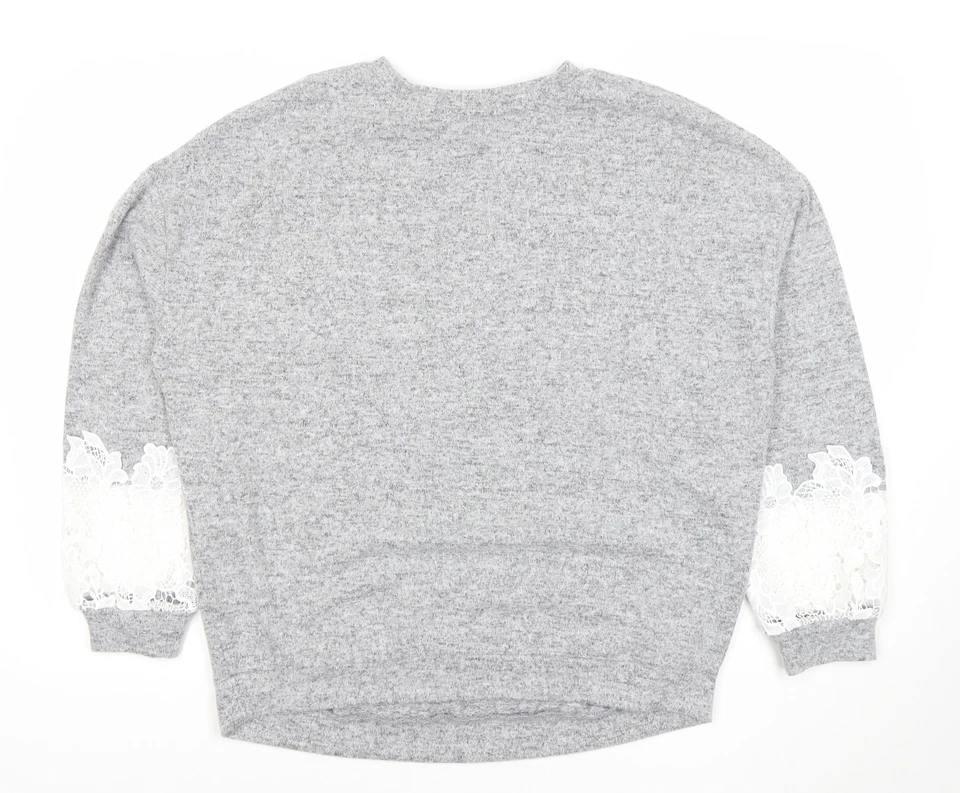 Dorothy Perkins Women’s Grey Long Sleeve Lace Pullover Jumper Size 12 - Image 3 of 4
