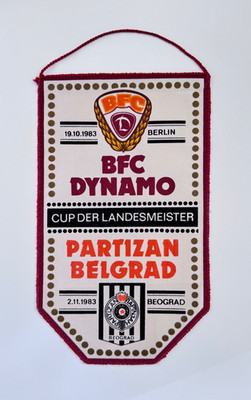 Football pennant GDR BFC Dynamo Berlin Partizan Belgrade EC Cup 1983