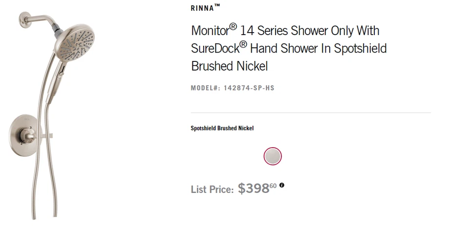 DELTA 142874-SP-HS MONITOR 14 SERIES SHOWER with SUREDOCK HAND SHOWER NEW - Image 2 of 4