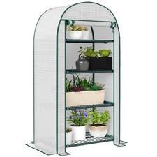 Outsunny 80 x 49 x 160cm Mini Greenhouse Portable Green House with Shelf White